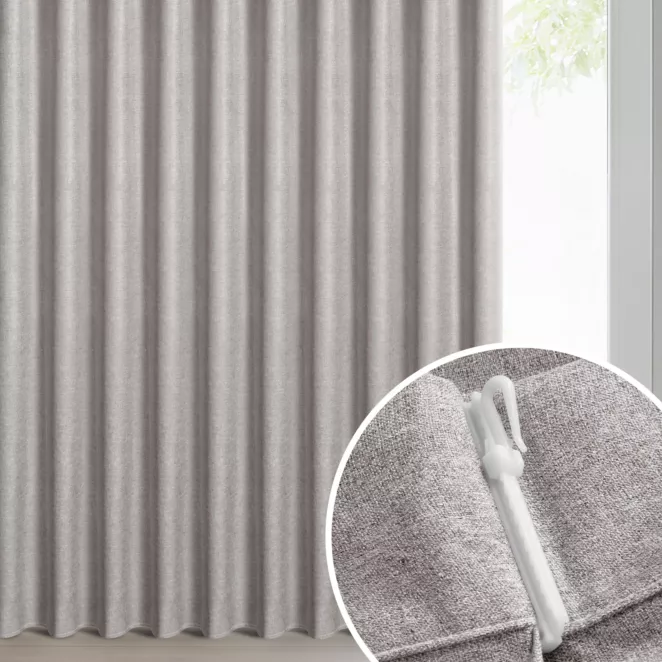 Zasłona ciemnobeżowa z 100% zaciemniającej tkaniny typu blackout 125x270 cm (wymiar podany na gotowo) system flex - NELISA