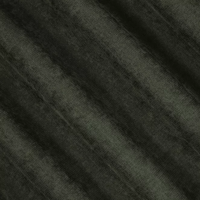 E34/7 Zasłona szyta na taśmie 5 cm ciemnooliwkowa z miękkiej w dotyku tkaniny szenilowej