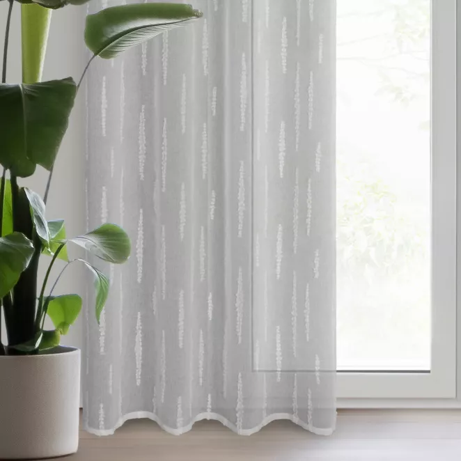 Firana srebrna zdobiona aplikacją 140x250 cm przelotka ALENI