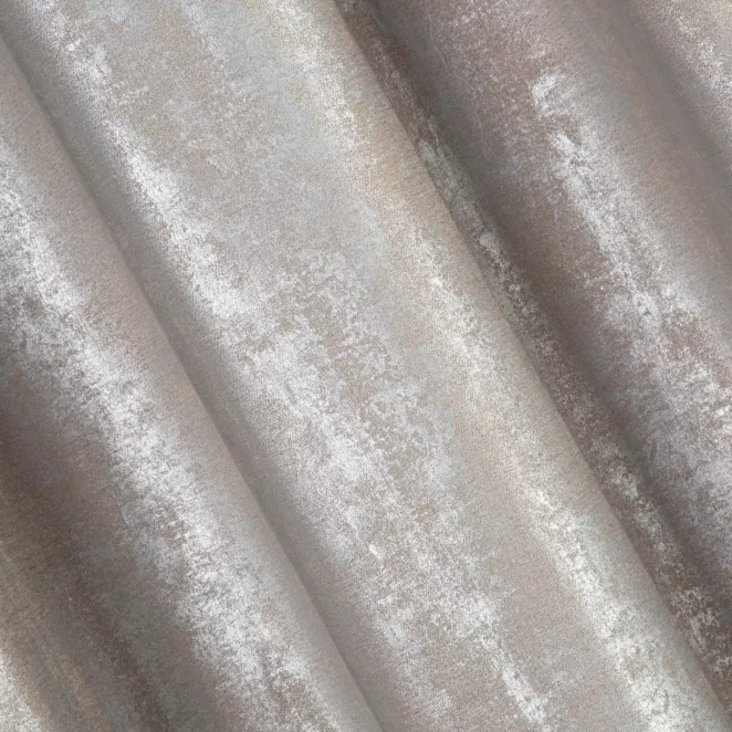 M178/1 Zasłona szyta na taśmie 5 cm BEATRIZ srebrna ekskluzywna z szenilowej tkaniny pokrytej połyskliwym nadrukiem Italissima Eva Minge