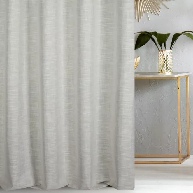 Zasłona szyta na taśmie 5 cm naturalna ze strukturalnej tkaniny typu blackout, zaciemniająca w 100%