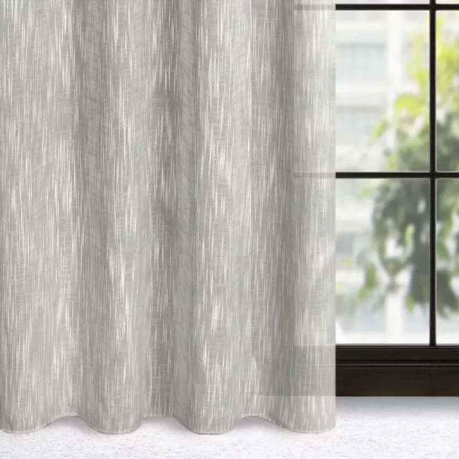 Zasłona beżowa o widocznym splocie w stylu eko 140x250 cm przelotka - ANIKA