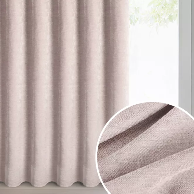 Zasłona różowa o szenilowej strukturze 140x270 cm taśma - NILO