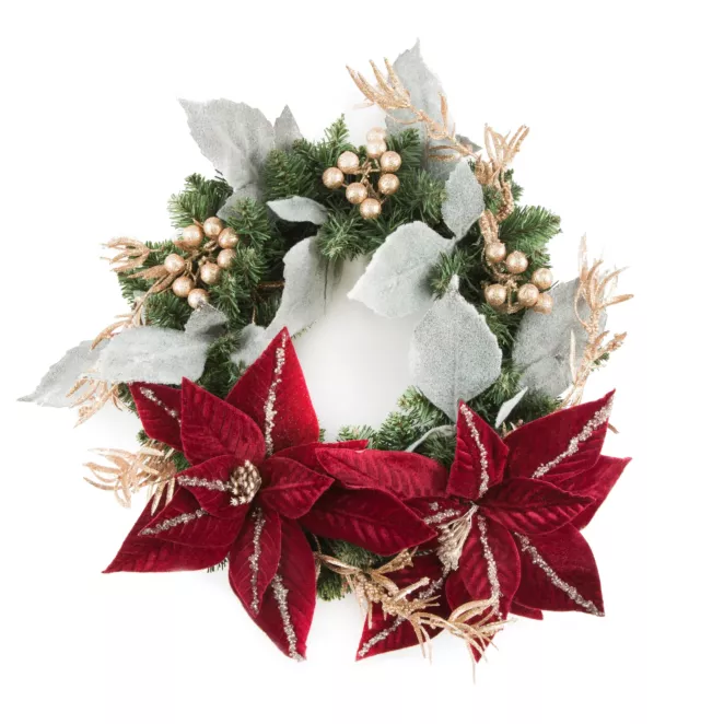 Wianek świąteczny ręcznie dekorowany BORDOWY CZAR ŚWIĄT