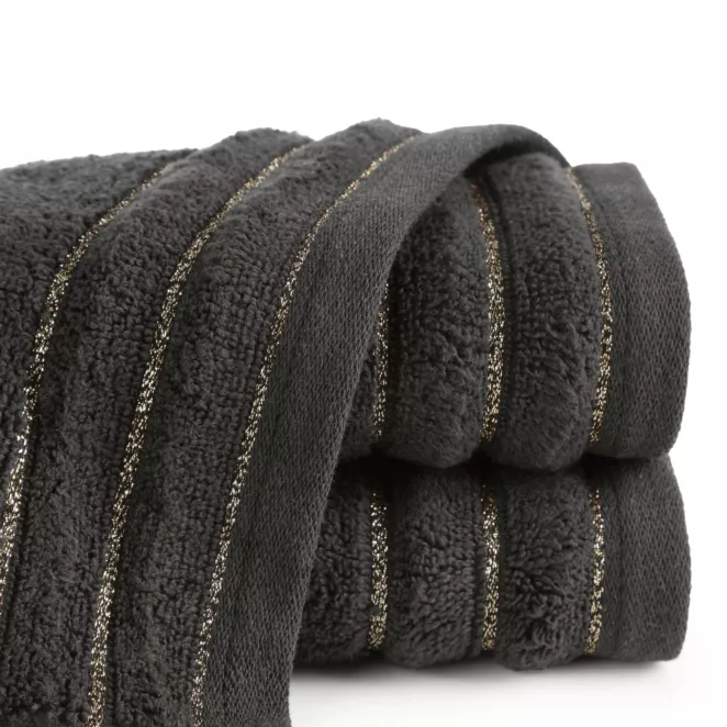 Ręcznik kąpielowy 30x50 cm bawełniany kolor stalowy z błyszczącą bordiurą 500 g/m2 NADINE