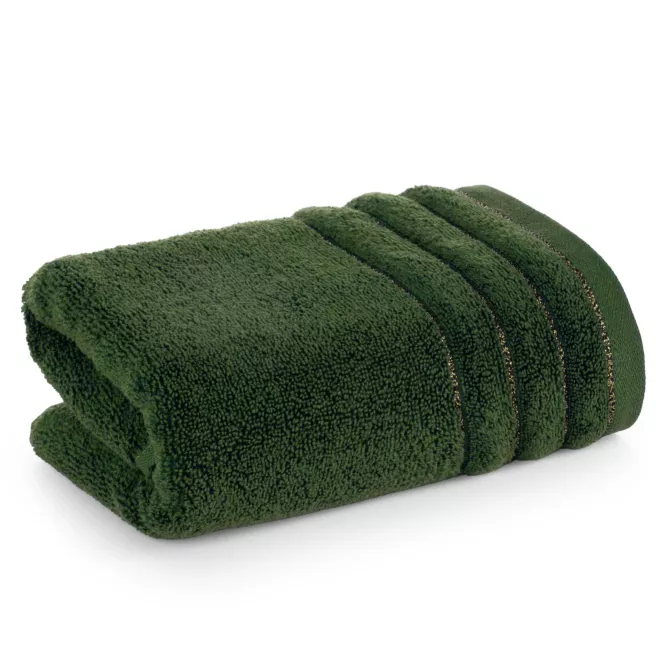 Ręcznik kąpielowy 70x140 cm bawełniany kolor zielony z błyszczącą bordiurą 500 g/m2 NADINE