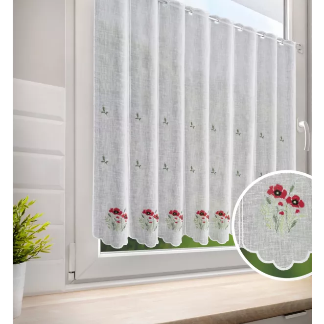 Tkanina firanowa zazdrostka z haftowanym wzorem