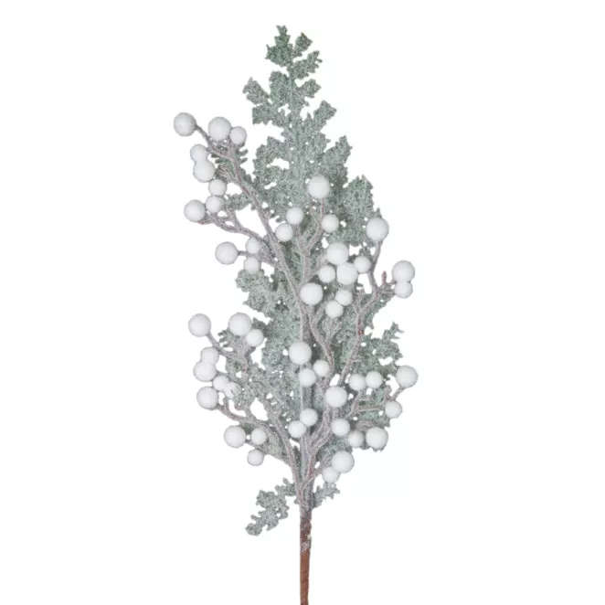 Świąteczna gałązka z drobnymi kuleczkami i efektem szronu