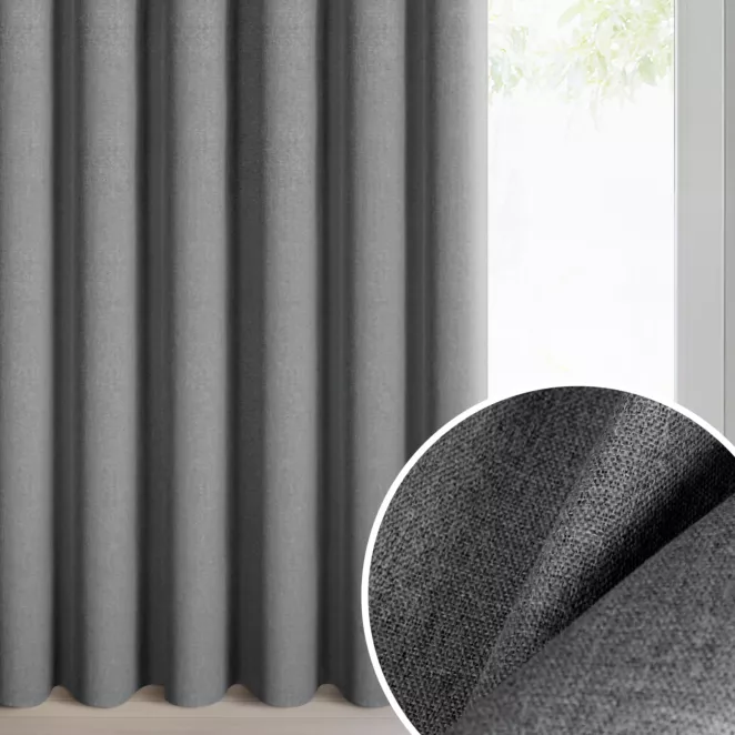 Zasłona stalowa 100% zaciemniająca blackout 140x270 cm taśma - CARLY