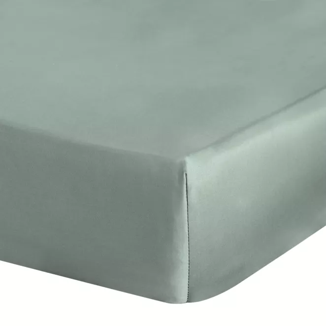 Prześcieradło gładkie z gumką 220x200 cm z satyny bawełnianej kolor szałwiowy 125 g/m2 NOVA 3