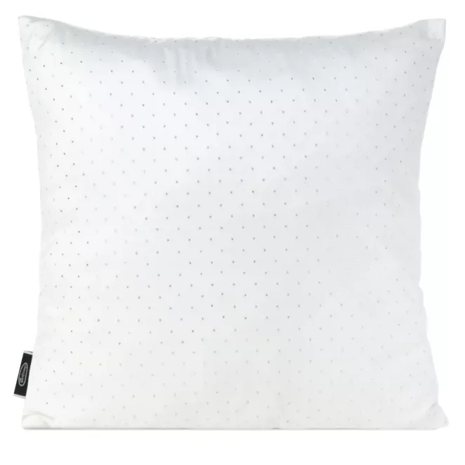 Poszewka na poduszkę 45x45 cm welwetowa kolor biały zdobiona diamencikami ARIADNA