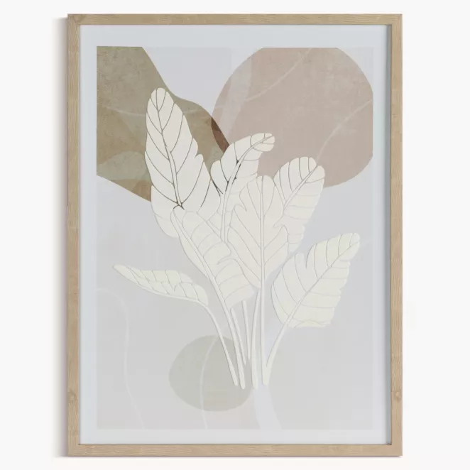 Obraz abstrakcja biało, beżowy malowany na płótnie z wyraźną strukturą w stylu boho oprawiony w ramę 45x60 cm