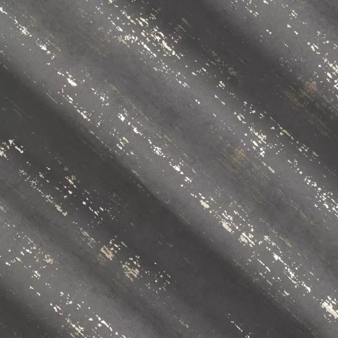 L165/6 Zasłona szyta na taśmie 5 cm grafitowo złocista z miękkiej tkaniny o strukturze weluru z połyskliwym nadrukiem