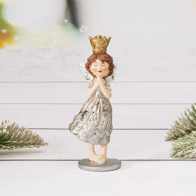 Figurka świąteczna ANIOŁEK w złotej koronie