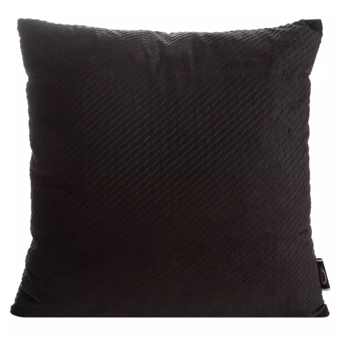 Poszewka na poduszkę 40x40 cm welwetowa czarna z drobnym wytłaczanym wzorkiem ELIZA