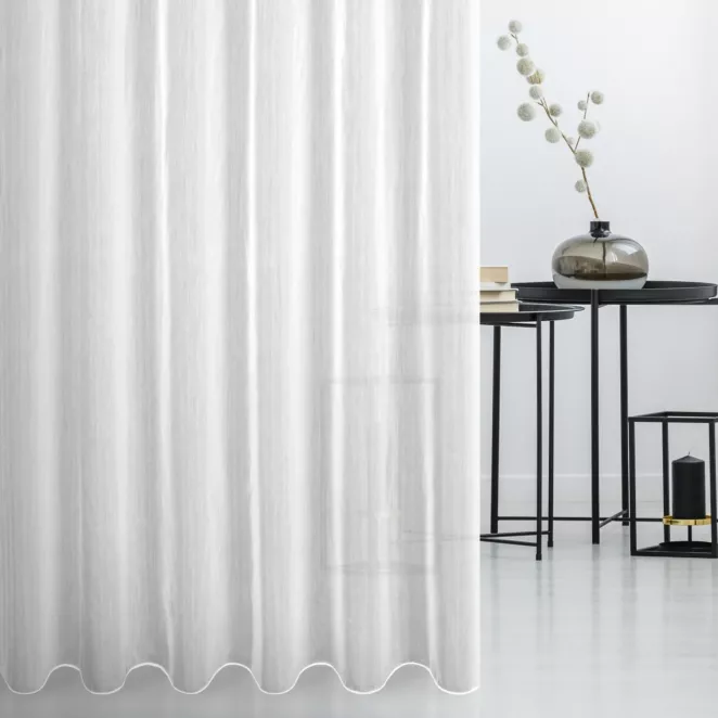 Firana szyta na taśmie 5 cm biała z delikatnej batystowej tkaniny