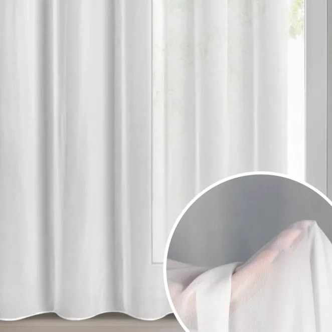 Firana biała z gładkiej matowej tkaniny szyfonowej 350x270 cm taśma - DALIA