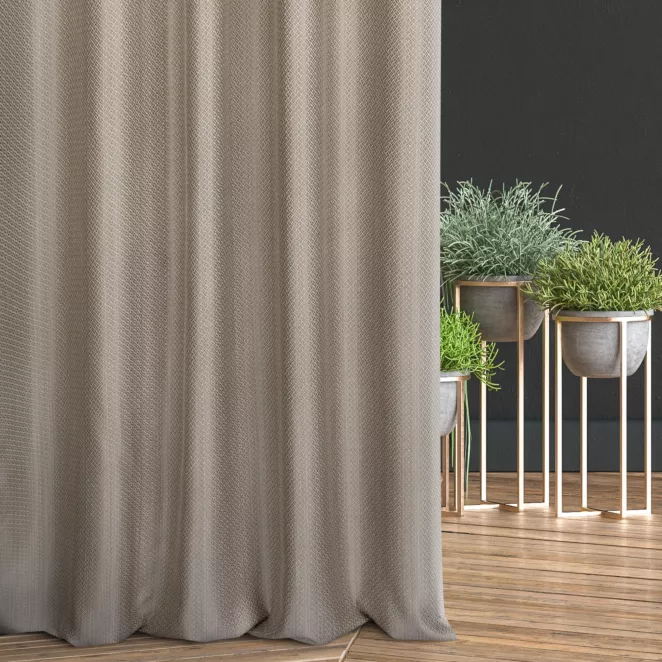 Zasłona szyta na taśmie 5 cm srebrno złota z tkaniny w drobny dwukolorowy przeplatany wzór