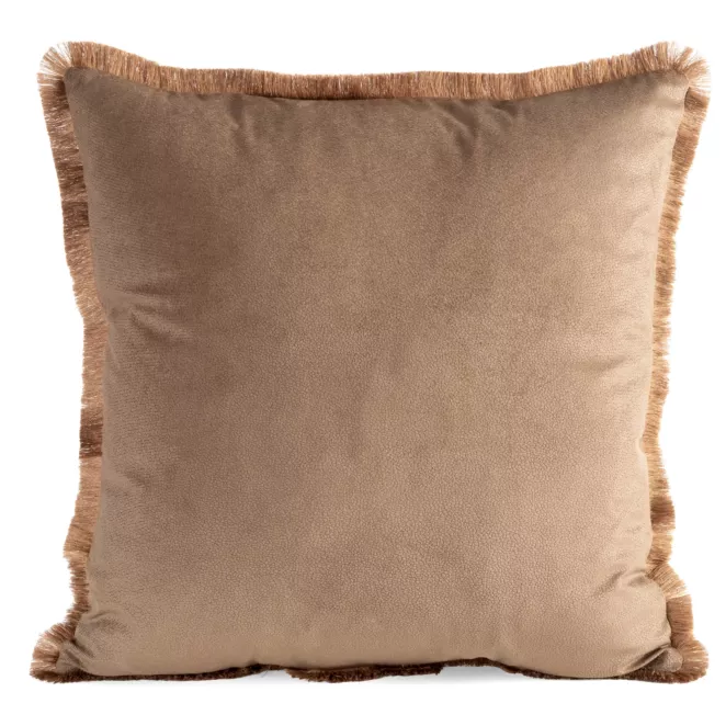 Poszewka na poduszkę 45x45 cm z ozdobnymi frędzlami brązowa AMY