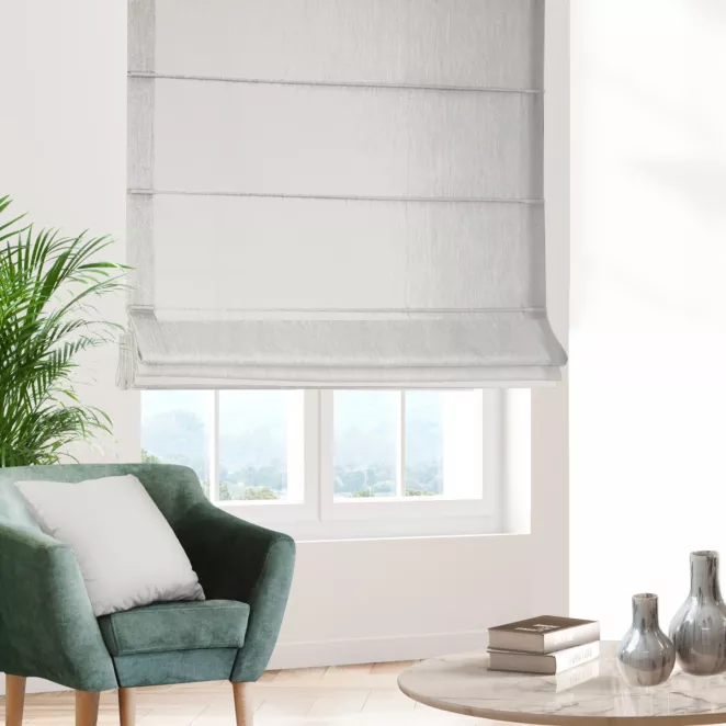 Roleta rzymska biała z szenilowej tkaniny