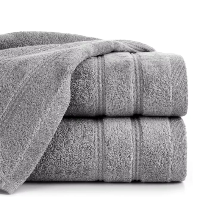 Ręcznik do rąk 30x50 cm bawełniany kolor srebrny zdobiony błyszczącymi paseczkami 500 g/m2 GLORY 4