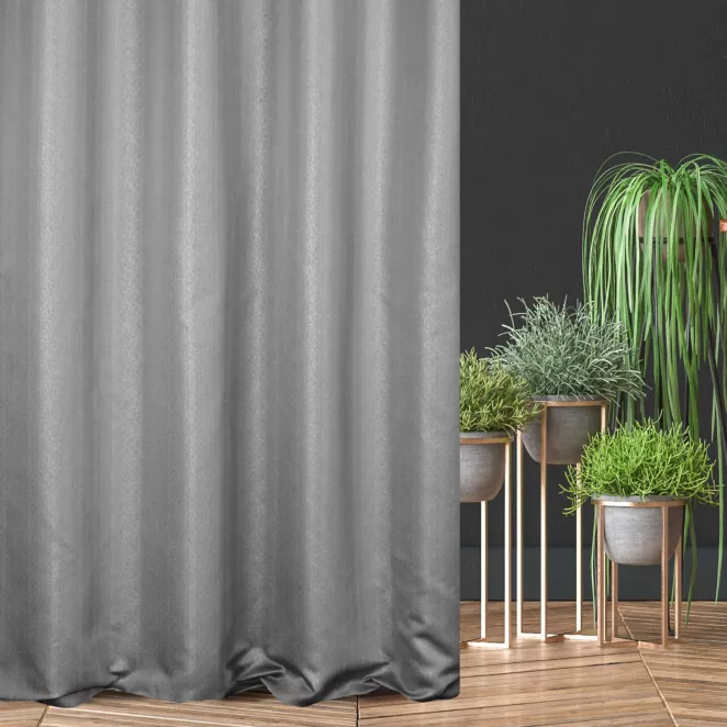 Zasłona szyta na taśmie 5 cm srebrna z tkaniny w drobny połyskliwy wzór