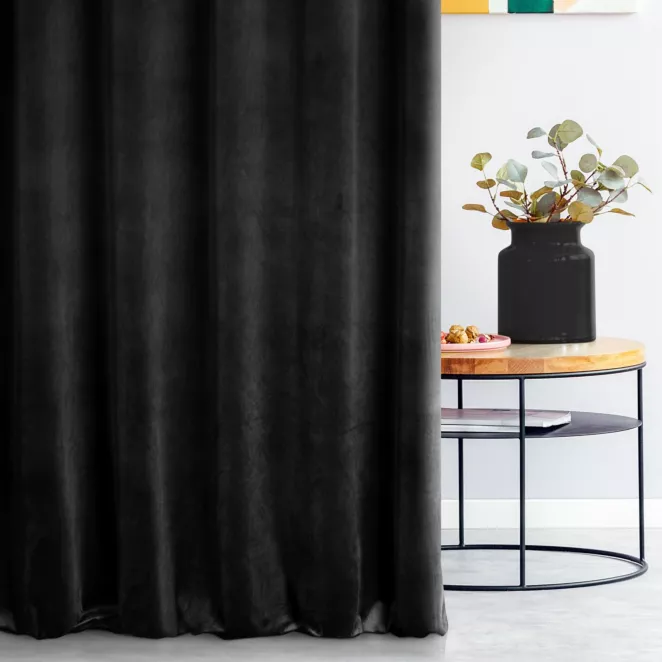 Zasłona welwetowa czarna gładka 140x270 taśma - SIBEL - Pierre Cardin