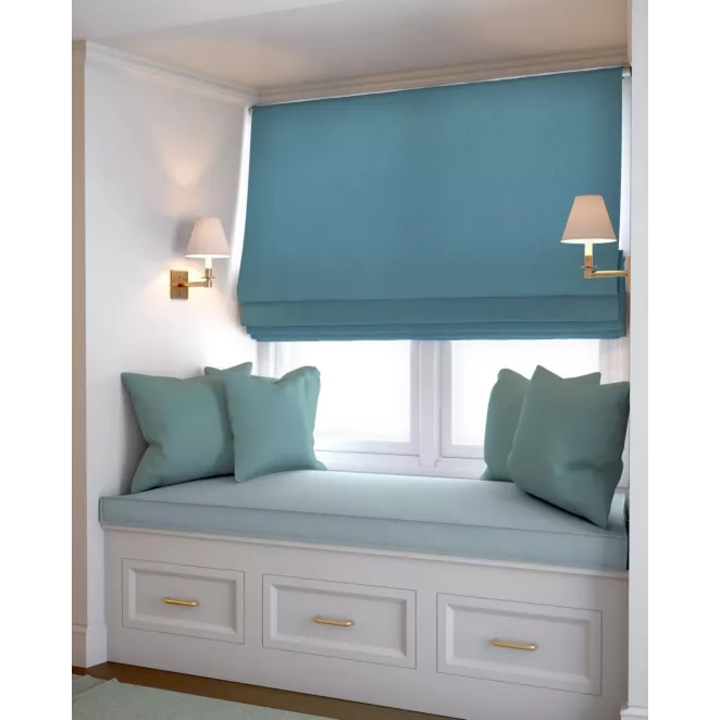 Roleta rzymska DORA - HIT błękitna z miękkiej tkaniny o welurowej strukturze