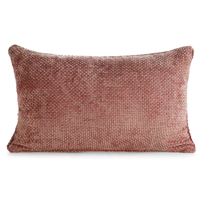 Poszewka na poduszkę 30x50 cm szenilowa z ozdobnym splotem pudrowa SZENIL 6