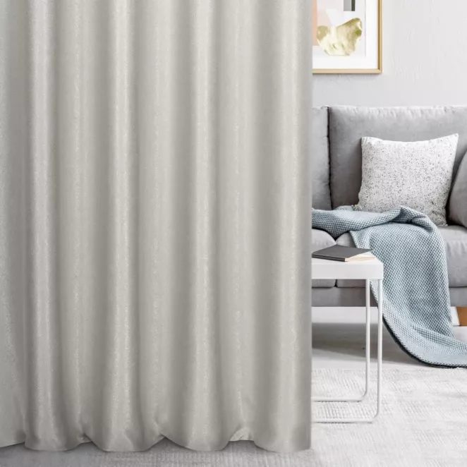 Zasłona szyta na taśmie 5 cm naturalna z gładkiej, zaciemniającej tkaniny z wyraźnym splotem