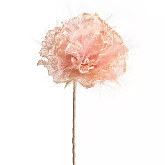 Kwiat sztuczny jasnoróżowy z siateczki 80 cm