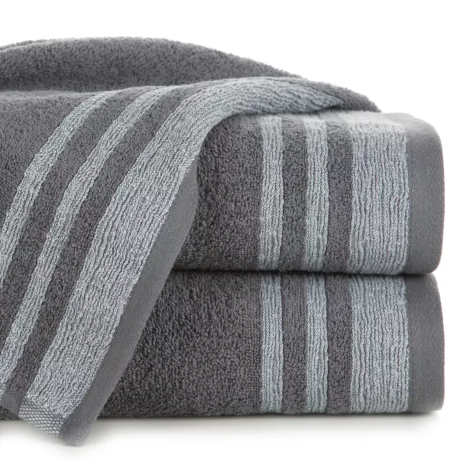 Ręcznik do rąk 30x50 cm bawełniany kolor stalowy z ozdobną bordiurą 500 g/m2 MERY