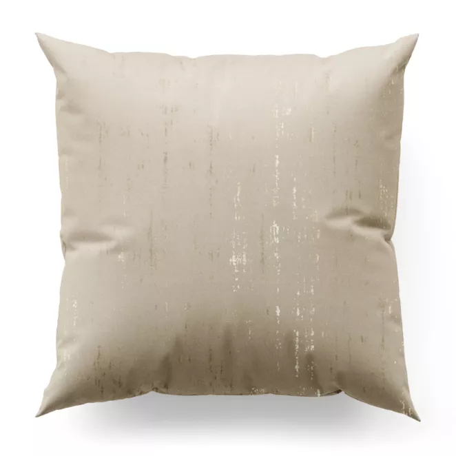 Poszewka szyta ciemnokremowo złocista z miękkiej tkaniny o strukturze weluru z połyskliwym nadrukiem