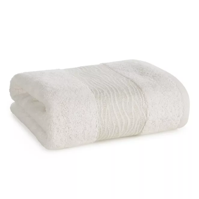 Ręcznik kąpielowy 70x140 cm bawełniany kolor kremowy z błyszącą bordiurą AMBER