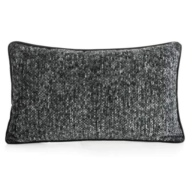 Poszewka na poduszkę 30x50 cm stalowa z plecionej szenilowej nici z efektem melanżu BARI