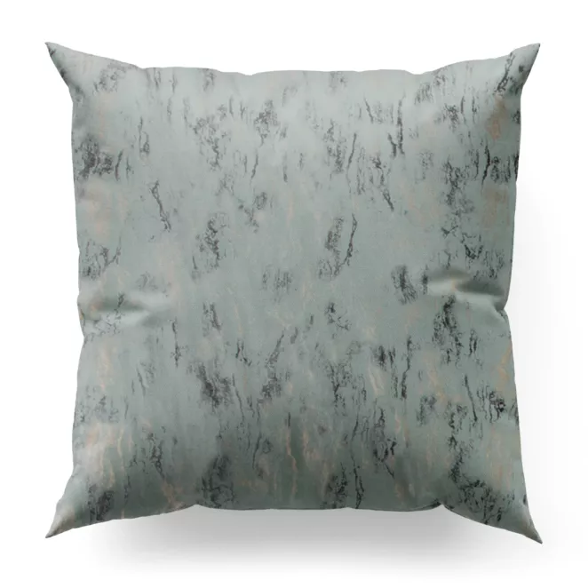 Poszewka szyta jasnomiętowo złocista z tkaniny welwetowej ze złotym marmurkowym nadrukiem