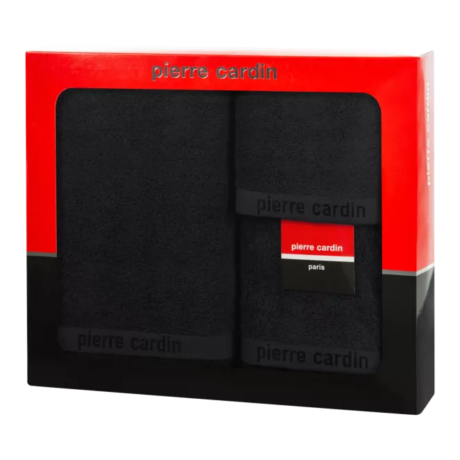 Zestaw ręczników bawełnianych na prezent 3 szt kolor czarny 430 g/m2 EVI Pierre Cardin