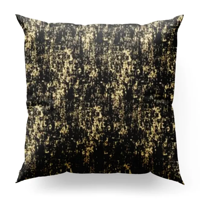 Poszewka szyta MALLORCA czarno złocista z miękkiej tkaniny szenilowej przetykanej błyszczącą nicią