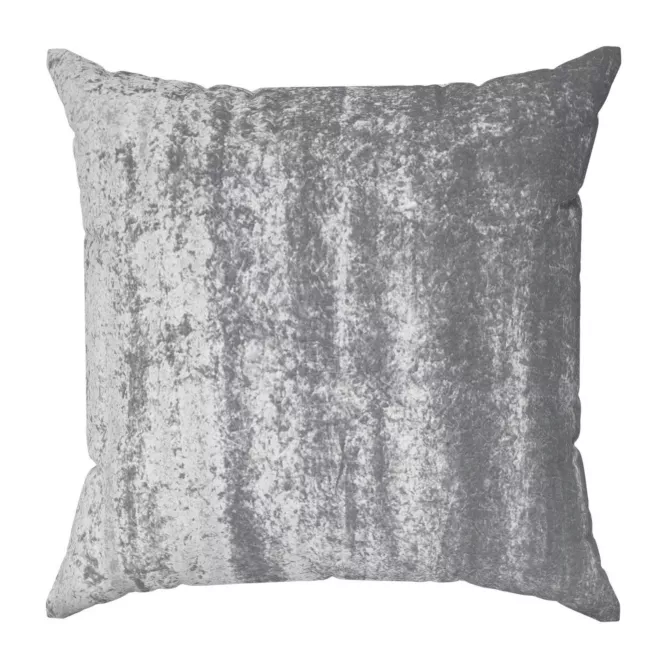 Poszewka szyta szara z miękkiej tkaniny welwetowej z efektem kreszowania