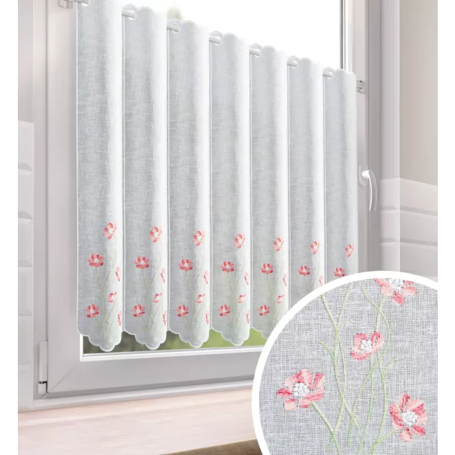 Tkanina firanowa zazdrostka zdobiona haftem roślinnym
