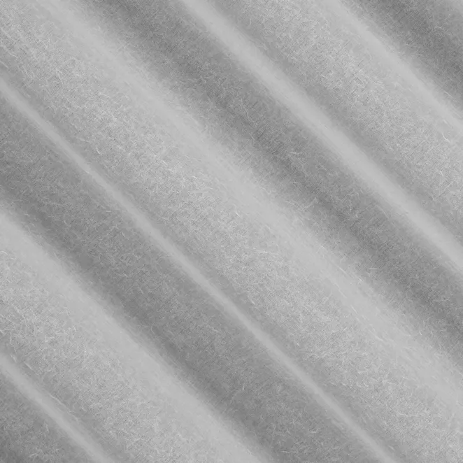 E25/1 Firana szyta na taśmie 5 cm biała z miękkiej w dotyku, delikatnie połyskującej, kreszowanej tkaniny, wykończona obciążnikiem