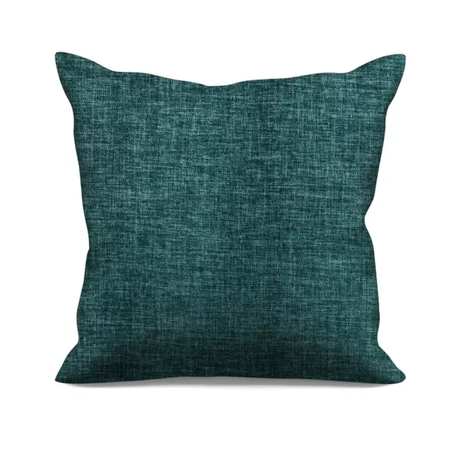 Poszewka szyta turkusowa z tkaniny zaciemniającej typu dimout o naturalnym splocie, z efektem melanżu