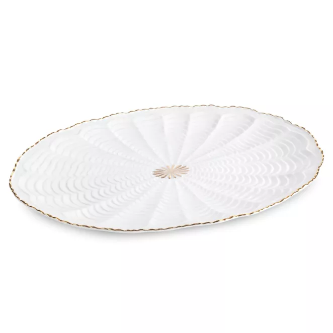 Patera dekoracyjna GAIA z wypukłym wzorem i złotymi akcentami