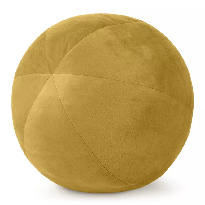 Poduszka dekoracyjna w formie kuli średnica 24 cm welwetowa musztardowa GAJA