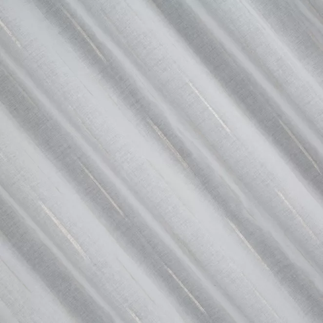 E26/2 Firana szyta na taśmie 5 cm naturalno miedziana z matowej etaminy z połyskliwym nieregularnym wzorem, wykończona obciążnikiem Italissima Eva Minge