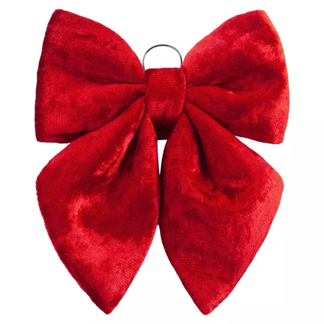 Świąteczna ozdoba w kształcie kokardy z błyszczącej tkaniny