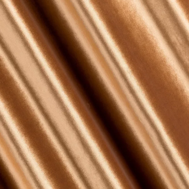 M147/12 Zasłona szyta na taśmie 5 cm SAFARI miedziana z miękkiej welwetowej tkaniny z połyskiem