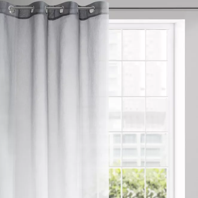 Zasłona biało, grafitowa z efektem cieniowania z lekkiej etaminy 140x250 cm przelotka - RAVIA