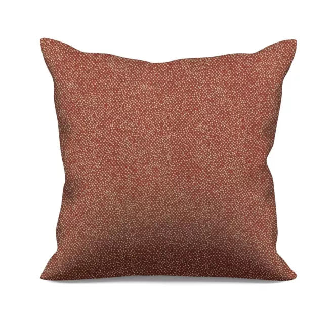 Poszewka szyta czerwono kremowa z tkaniny w drobny wzór, przetykany błyszczącą nicią