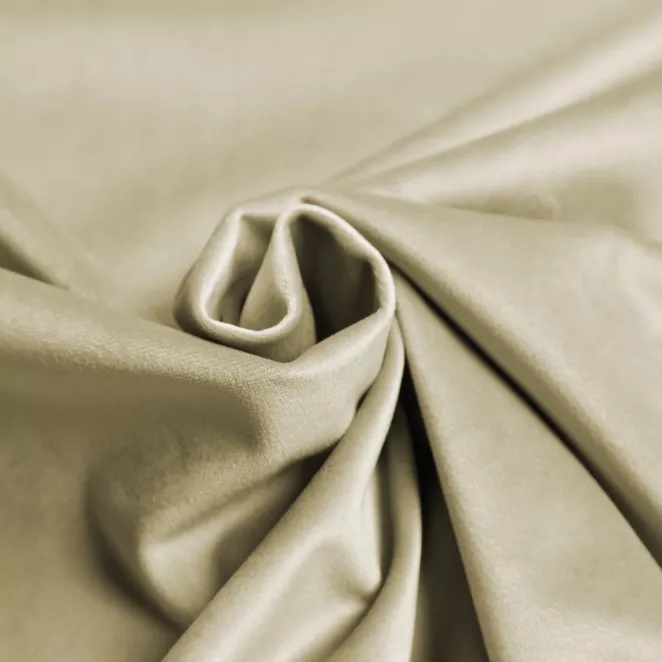 P277/26 Zasłona szyta na taśmie 5 cm ENYA jasnobrązowa z miękkiej półmatowej tkaniny welwetowej